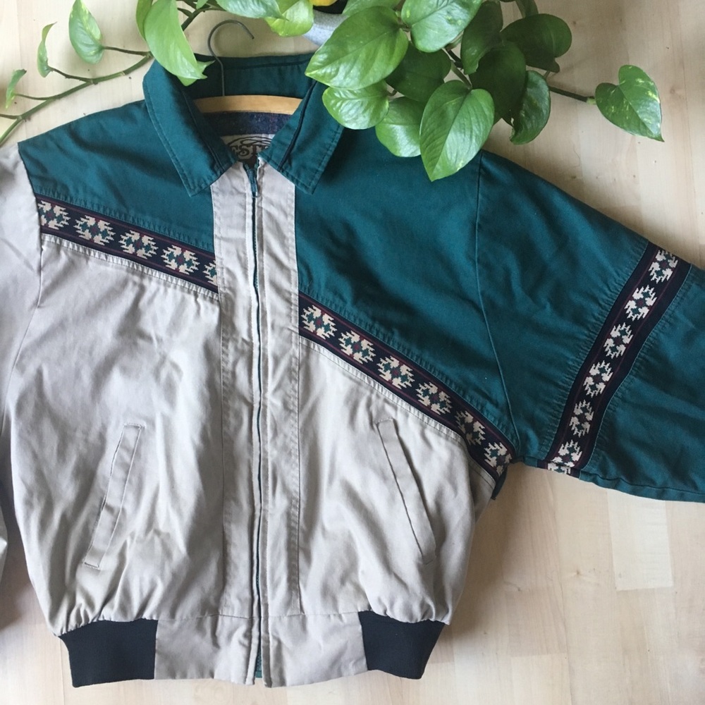 VINTAGE Southwest Tribal Bomber Batwing Jacket XL